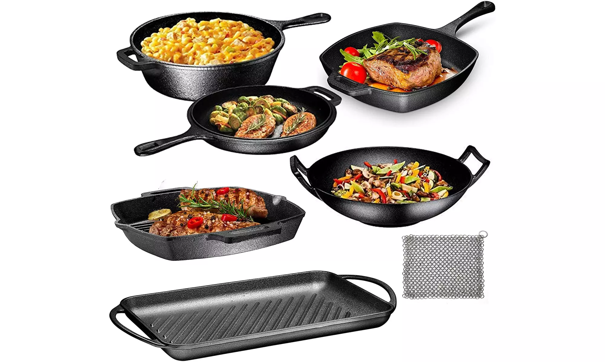 Pre Seasoned Cast Iron 7 Piece Bundle Gift Set, Multi Cooker - Primary Image