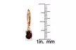 Rose Gold Flashed Sterling Silver Garnet 7x5mm Oval Dangle Leverback Earrings - Second Medium