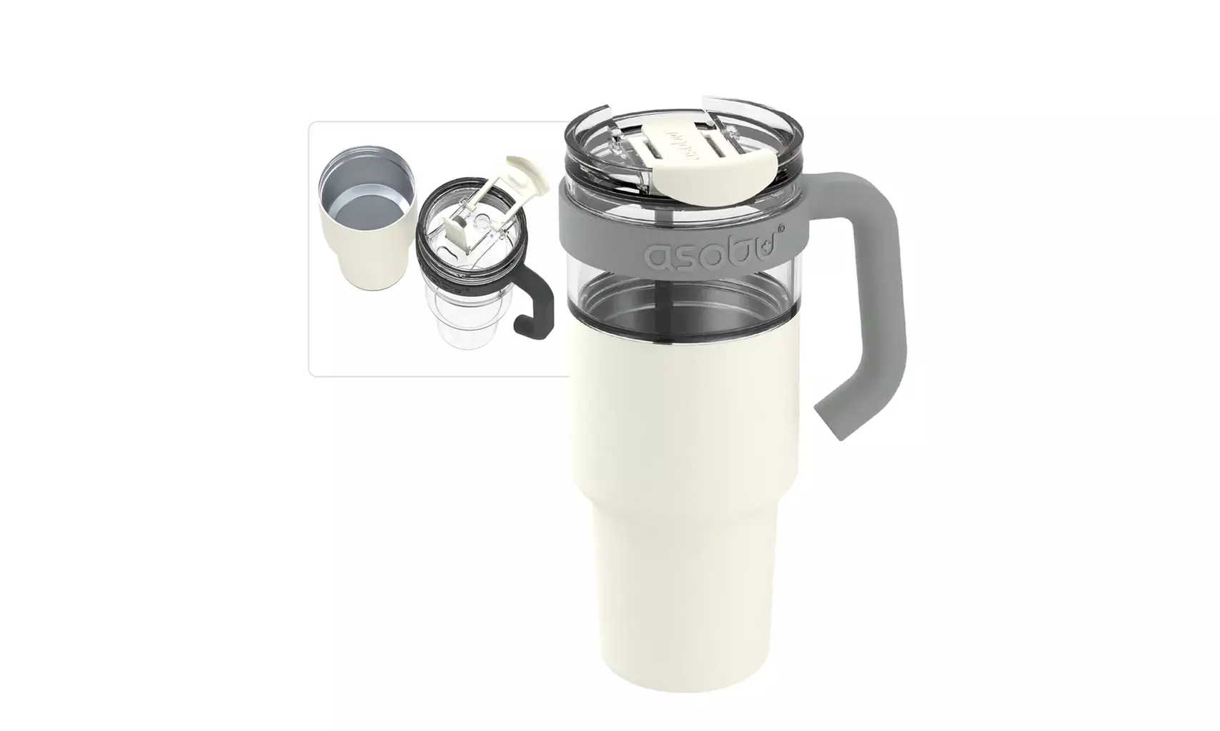 Asobu XL Explorer Tumbler Mug Stainless Steel Insulated Sleeve Over Tritan Mug