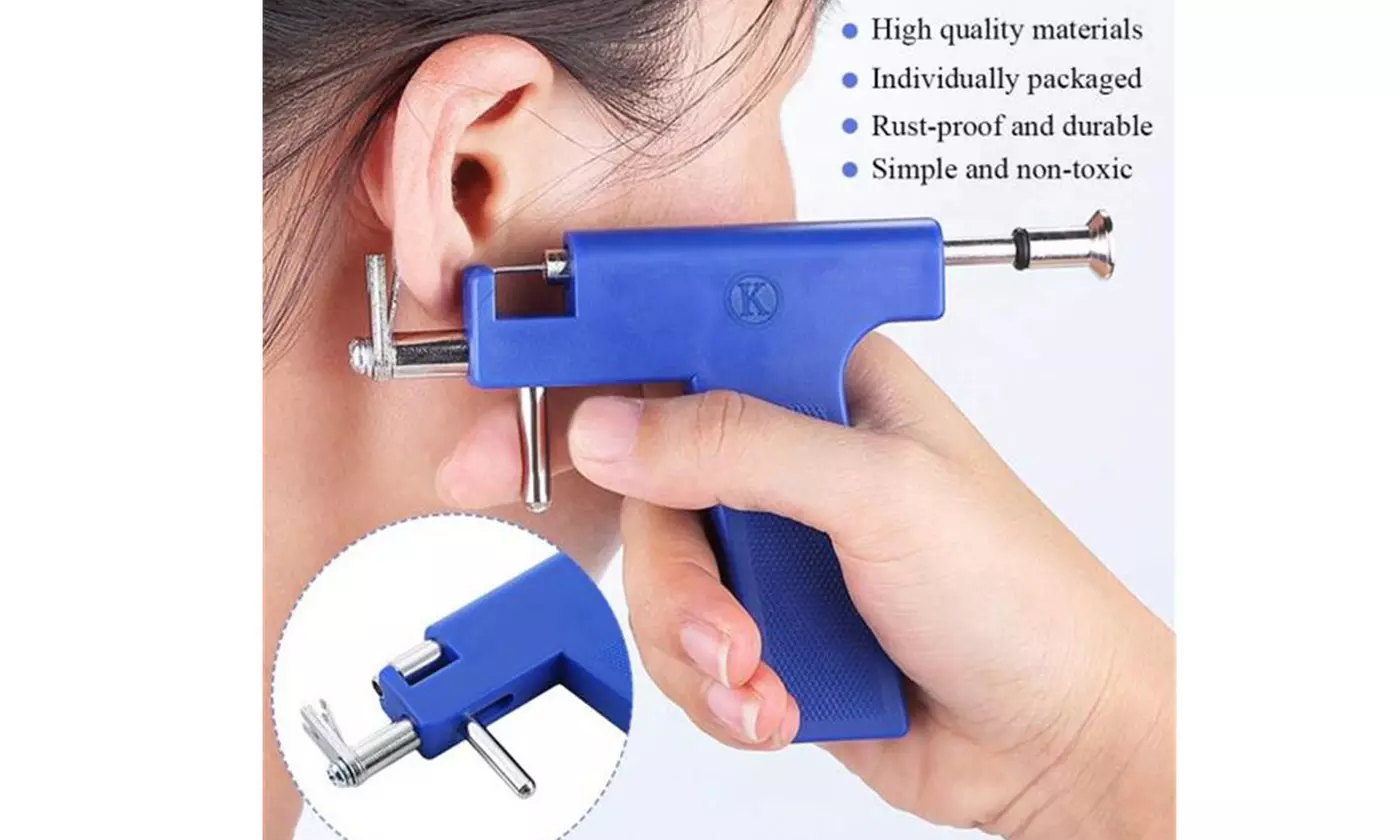 Ear Piercing Kit Stainless Steel Body Ear Piercing Tool Set with 98 Studs