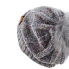 Image 2: Soft Chenille Faux Fur Pom Pom Beanie