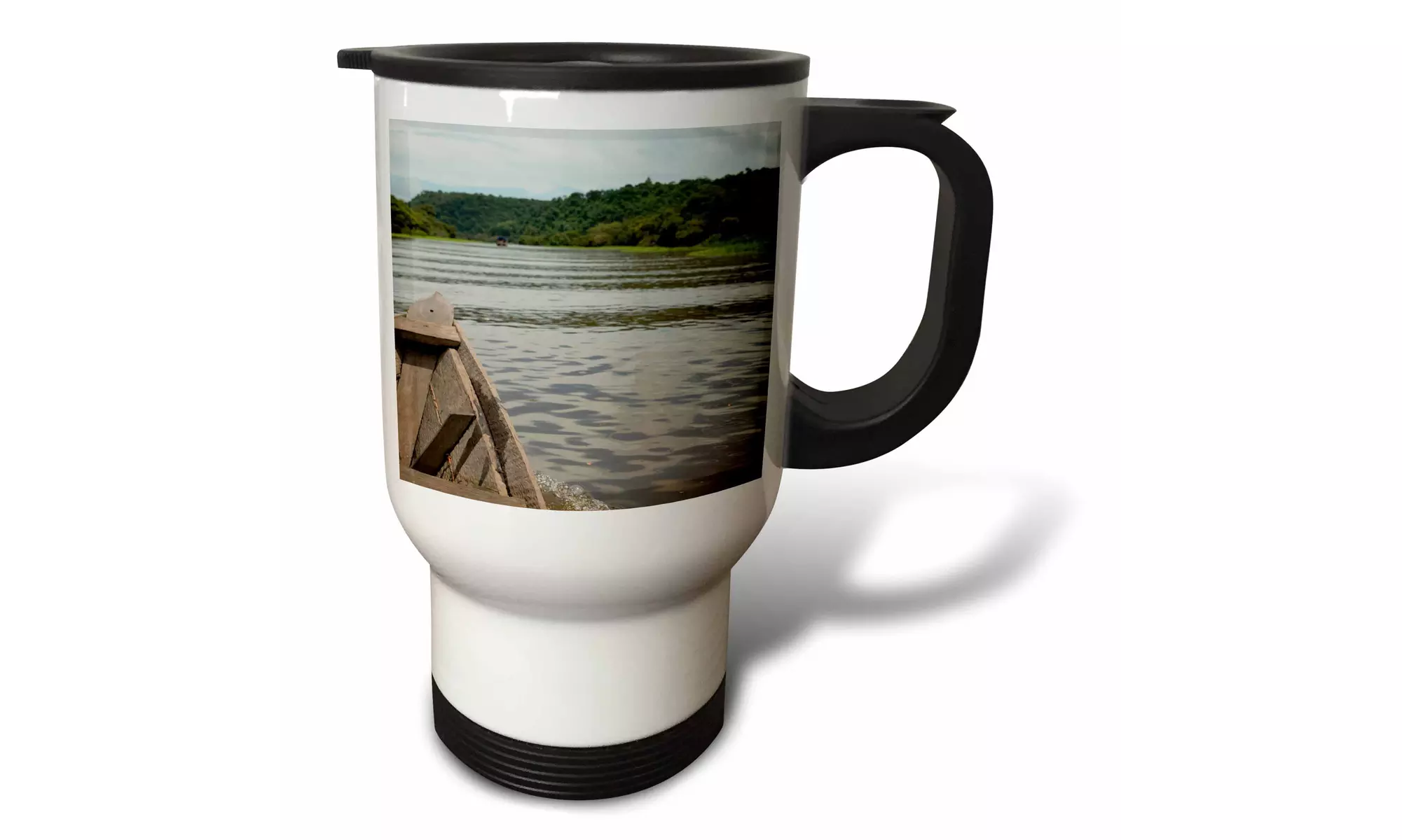 Travel Mug Brazil, Amazon, Valeria River, Boca da Valeria. Local wooden canoe. - Primary Image