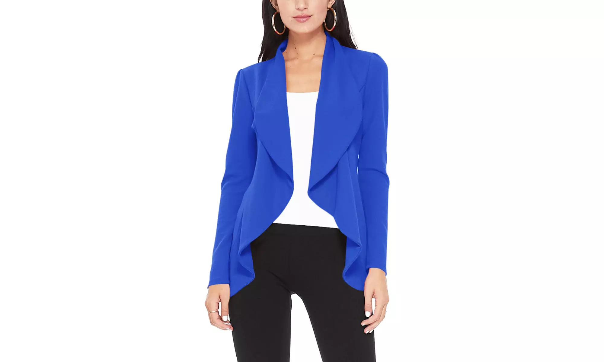 Casual Long Sleeves Open Front Office Wear Solid Blazer Jacket S-3XL