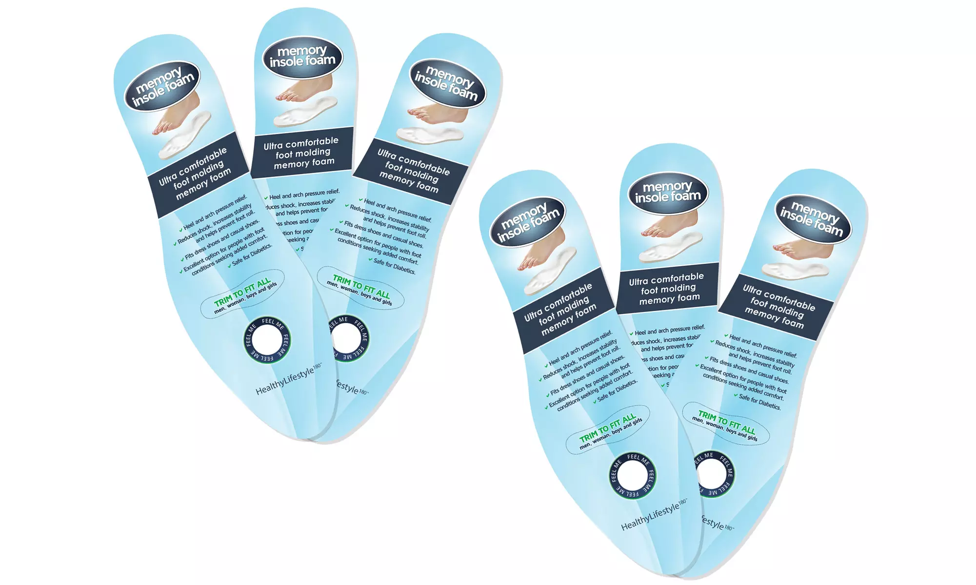  Memory Foam Ultra Comfort Pressure Relief Insoles (3-, 6-, 9-Pack)