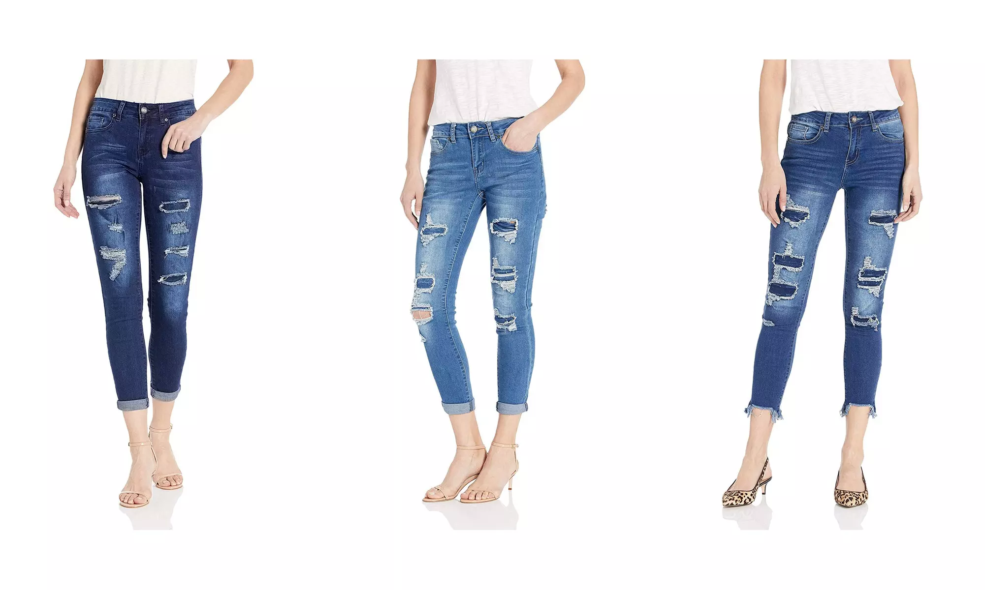 Cover Girl Women's High Waisted Cute Ripped and Repair Blue Skinny Juniors - Primary Image