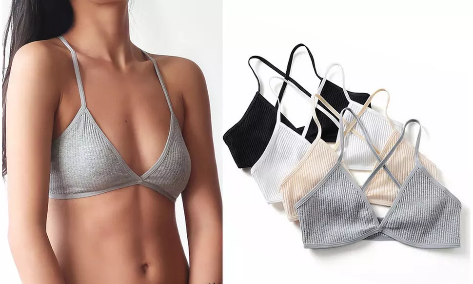 Women Triangle Thin Strap Bralette for Small Bust X Back Lightweight 3-Pack - Primary Image