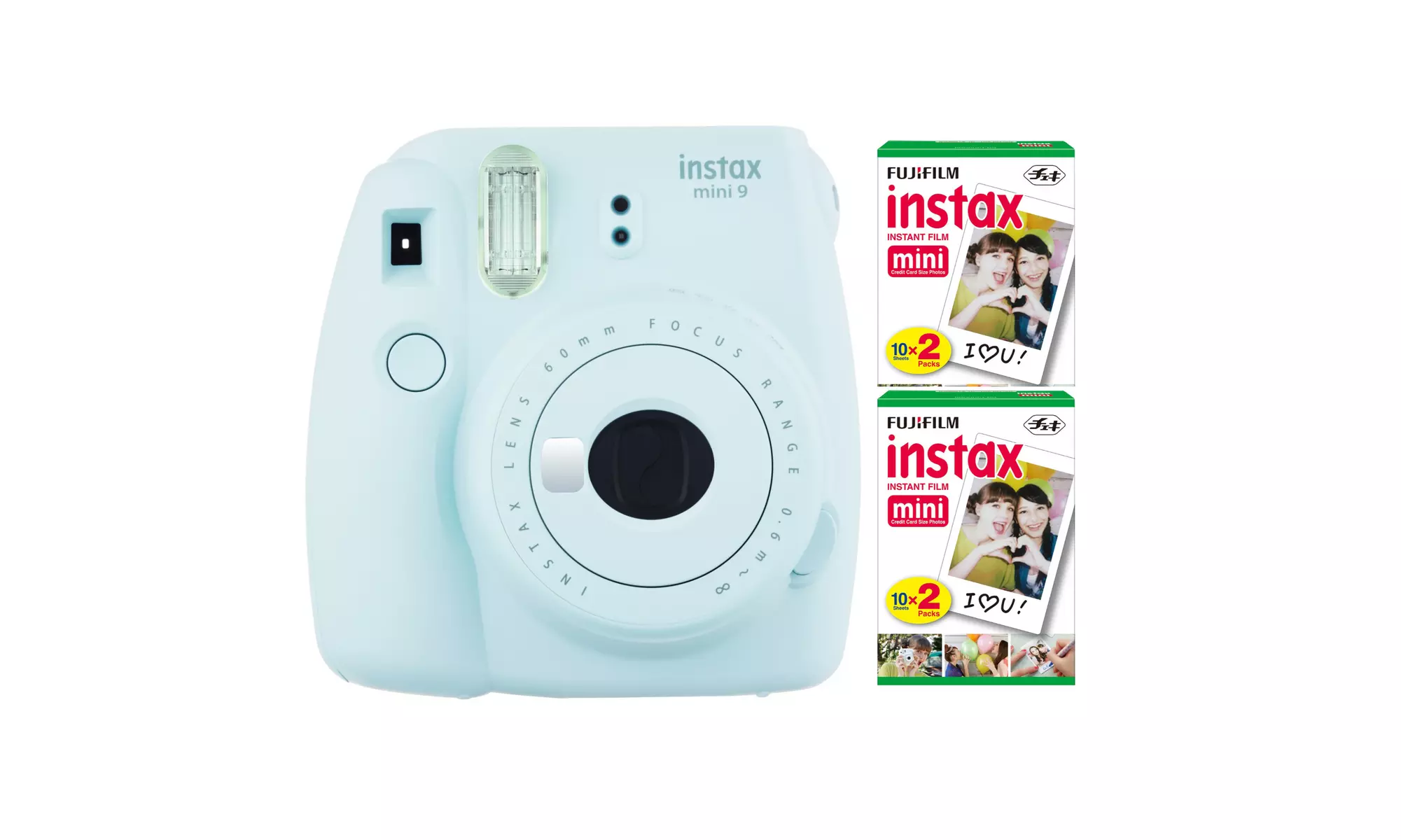 Fujifilm Instax Mini 9 Instant Camera (Ice Blue) with Twin Film Pack (40 Sheets) - Primary Image