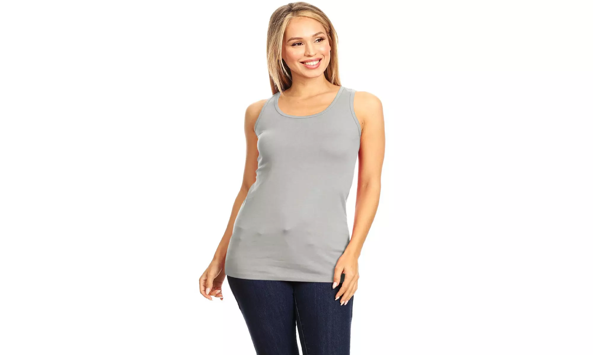 Basic Solid racerback tank top with scoop neck