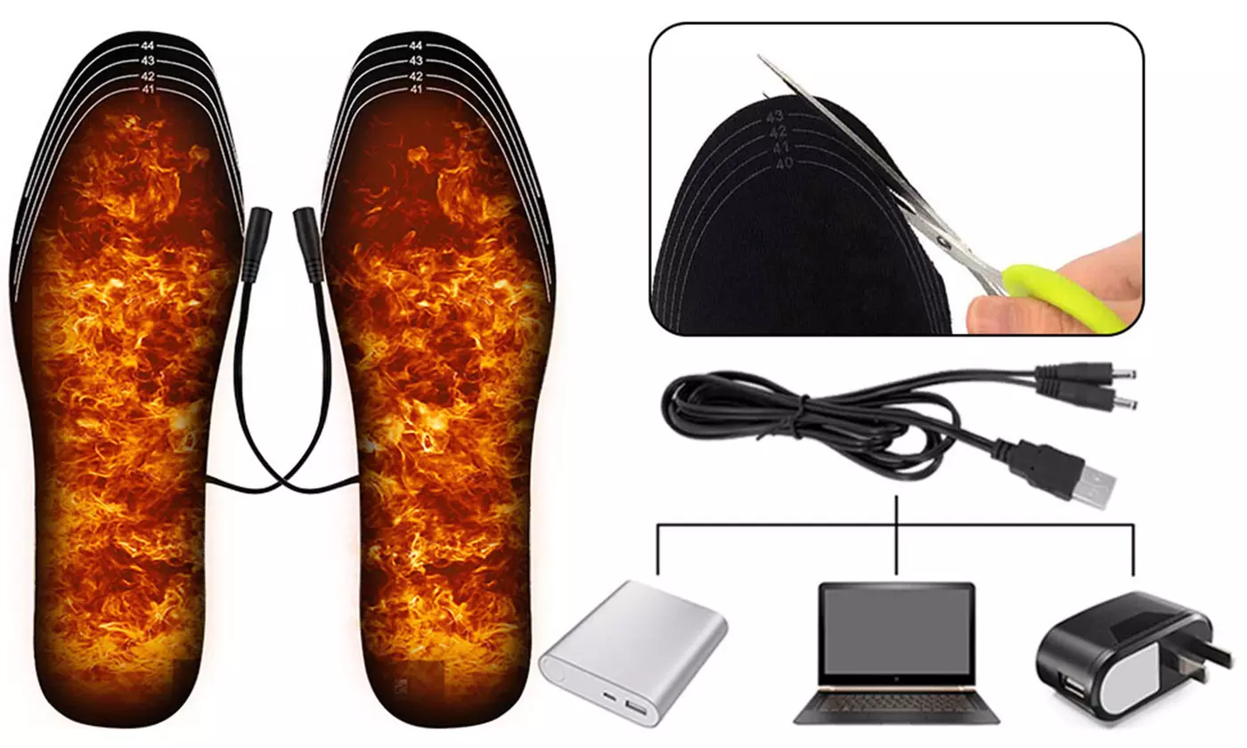 USB Rechargeable Heated Shoe Insoles for Camping Hunting Hiking Outdoor