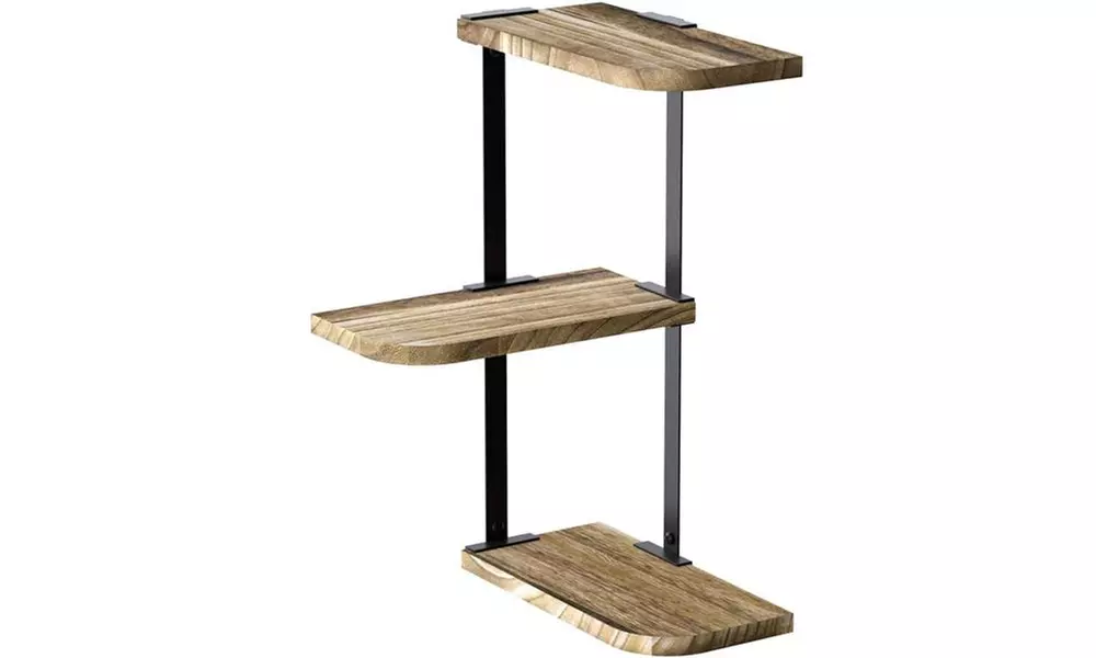 3 Tier Rustic Wood Floating Shelves for Bedroom Living Room Bathroom Kitchen - Primary Image
