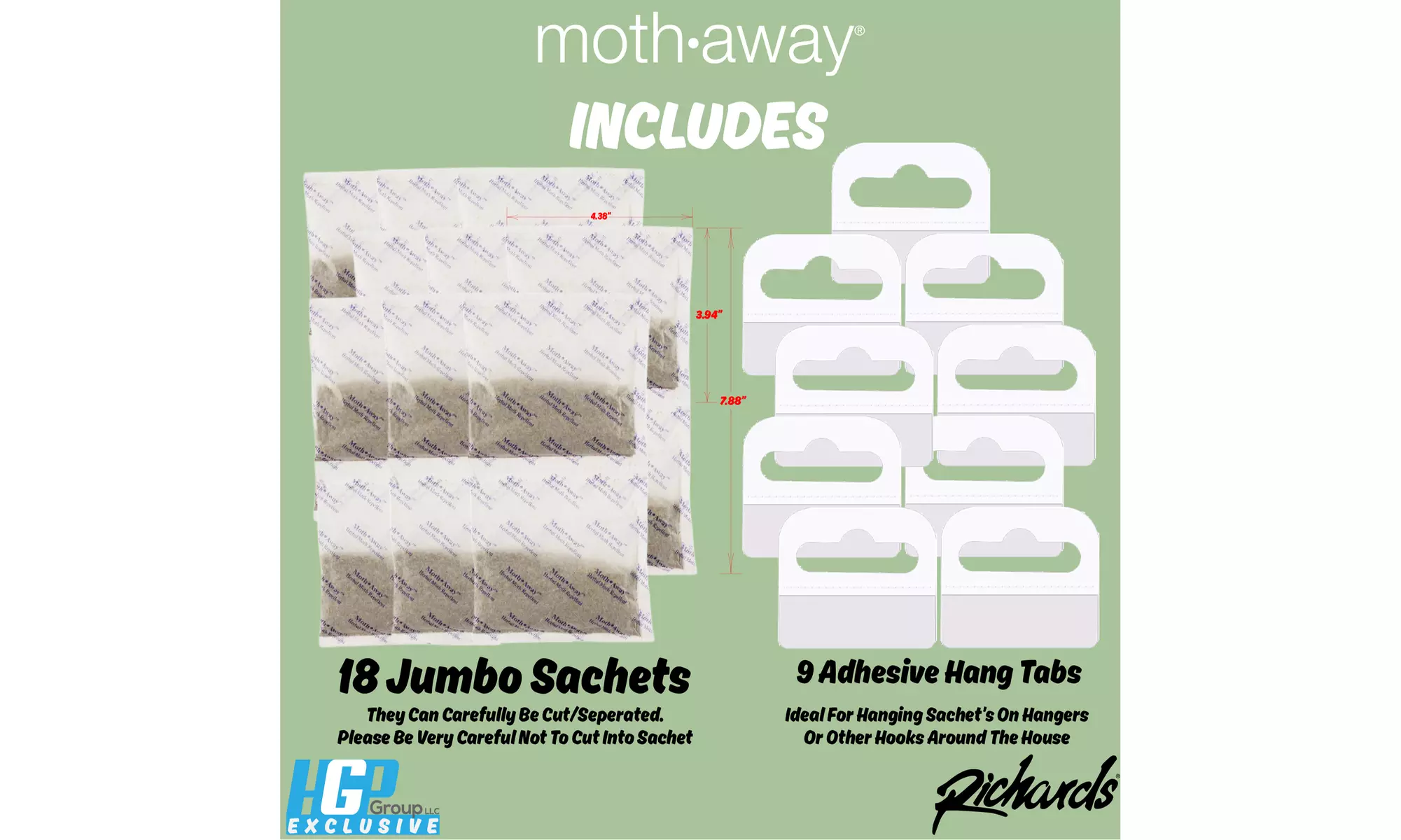 Moth Away All Natural Herbal Moth Repellent Sachets (Standard or Jumbo Sized)