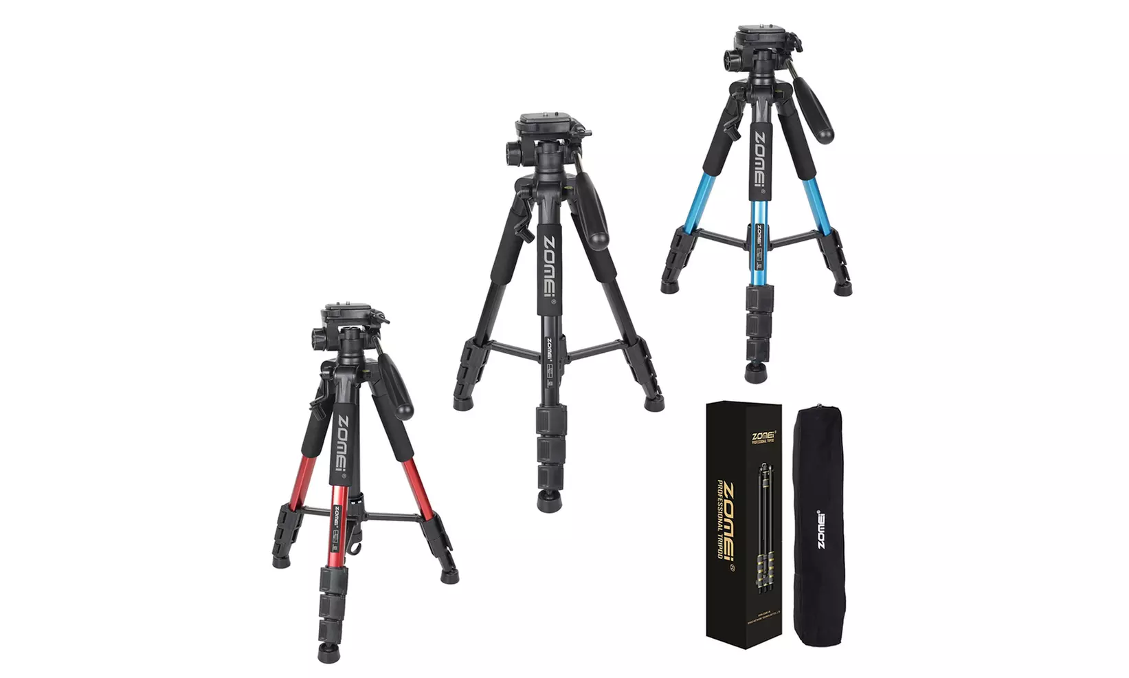 55" Photography Kit Aluminum Alloy Tripod Non-slip Rubber 3Color - Primary Image