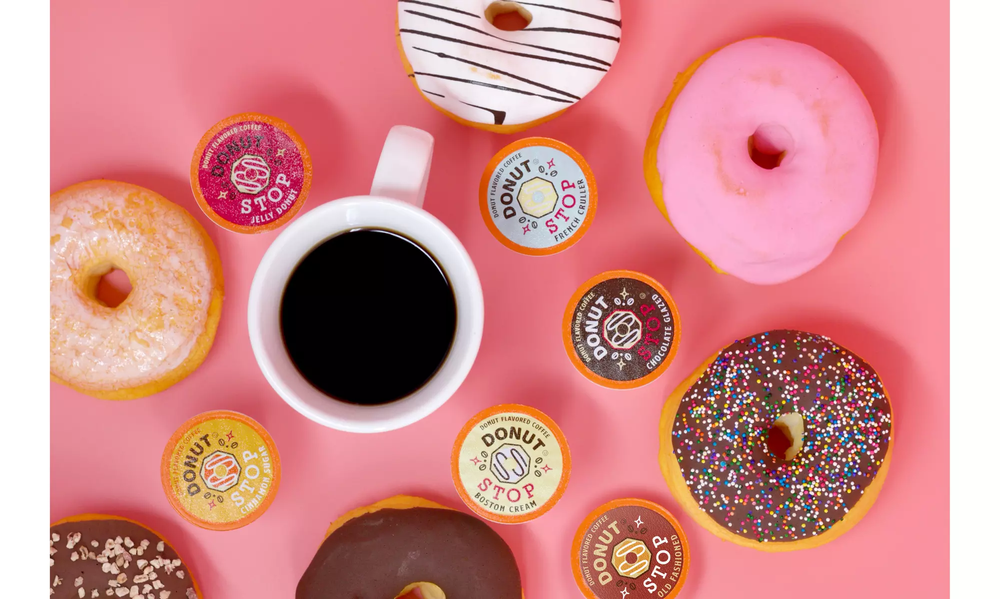 Donut Stop Flavored Coffee Pods, Compatible with 2.0 K-Cup Brewers