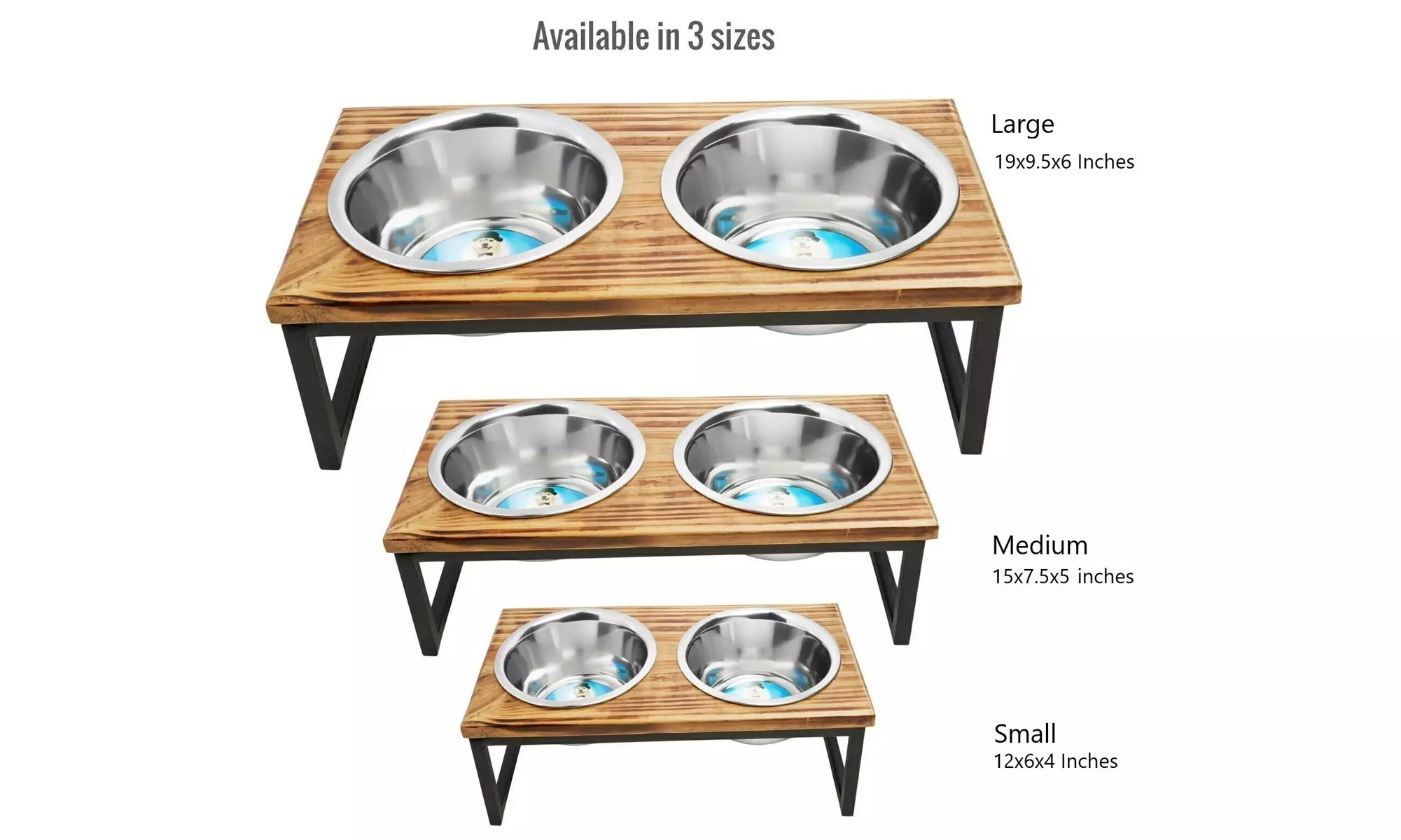 Indipets Wooden Elevated Feeder with Bowls