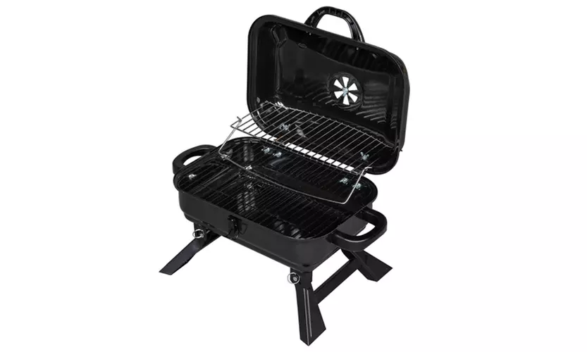 Portable Charcoal Grill BBQ and Smoker with Lid Outdoor Cooking, Black - Primary Image