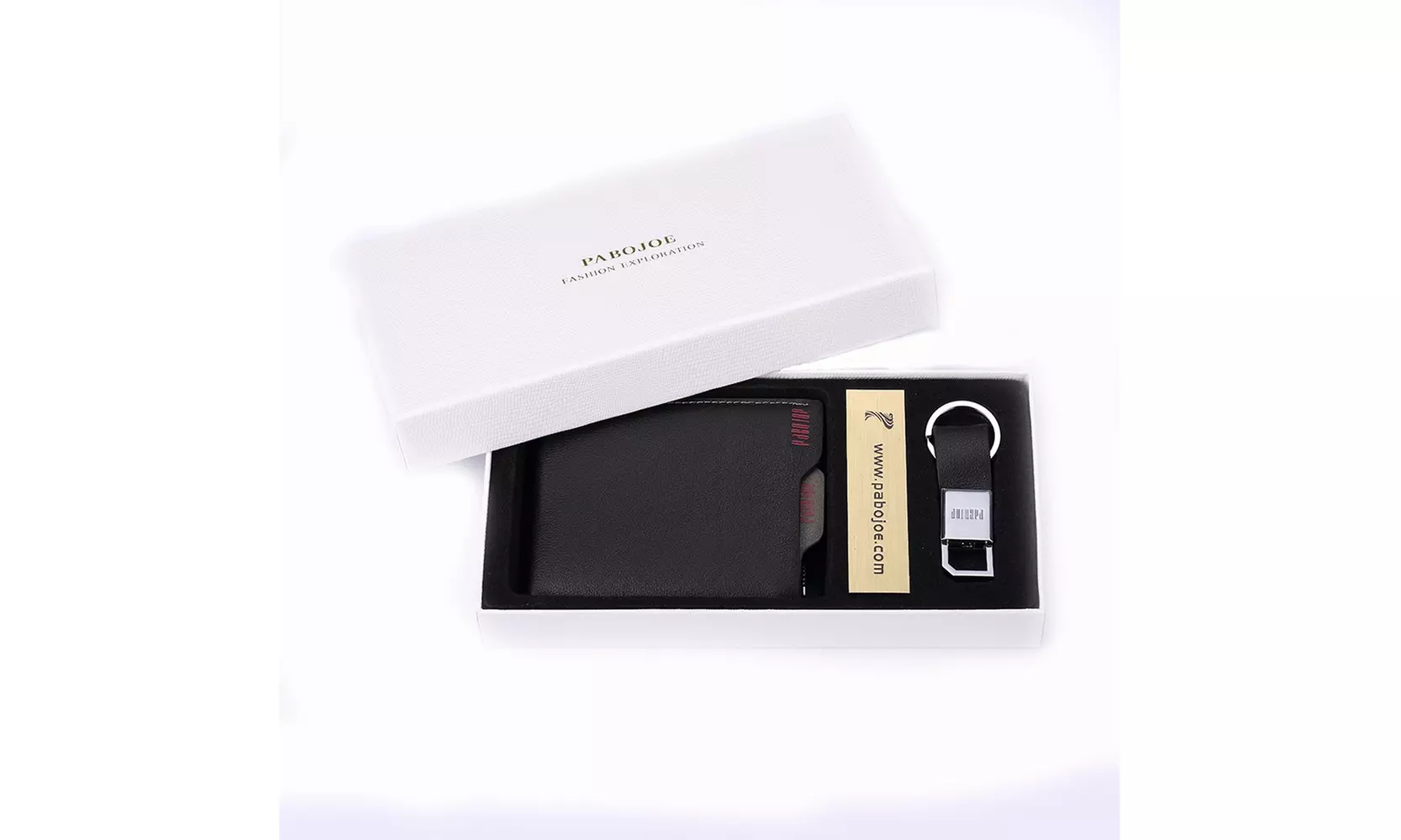Pabojoe Mens Leather Wallet Bifold Flip-out Coin Zipper Pocket Bronze Key Chain - Second Medium