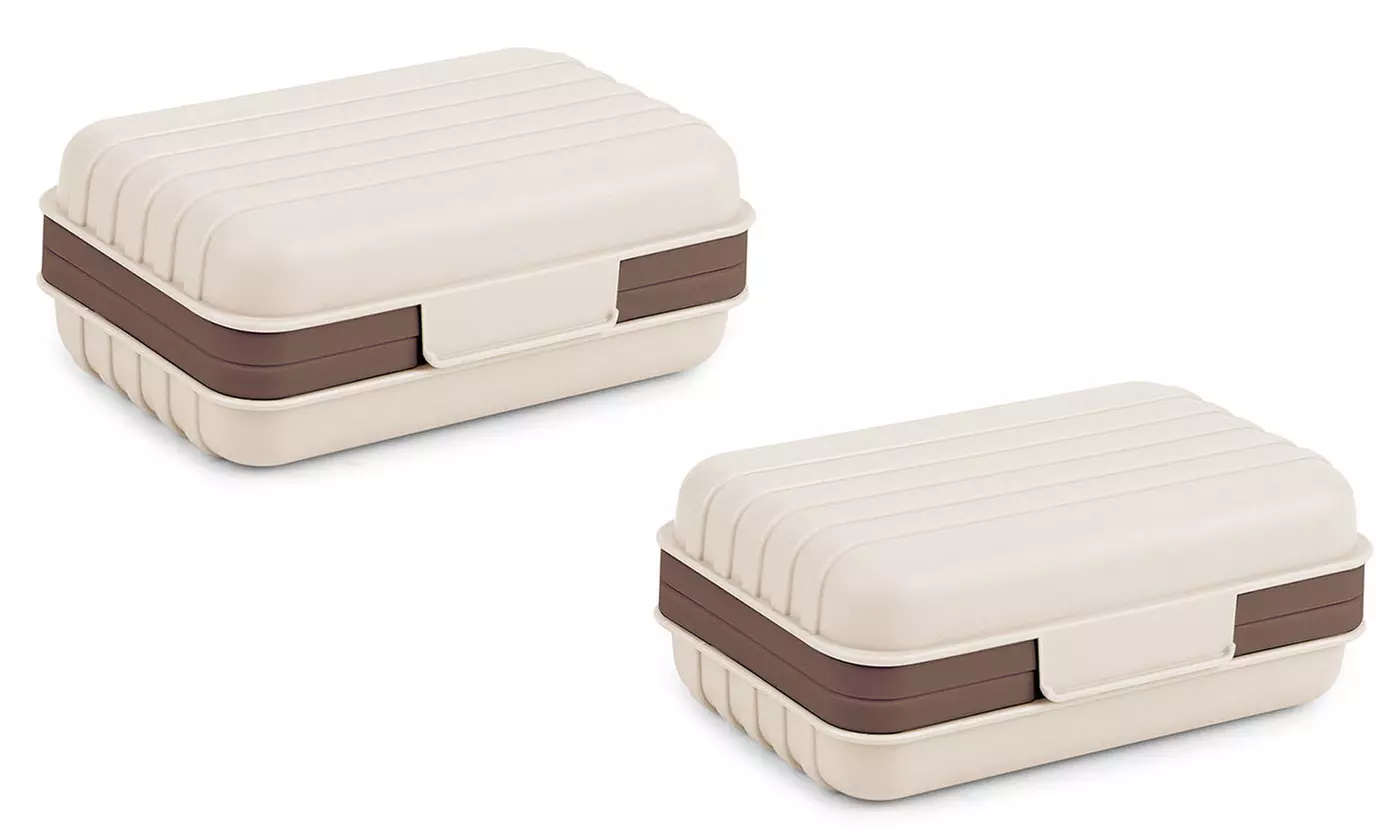 2-Pack Self Draining Bar Soap Holder Case Travel Soap Container Dishes