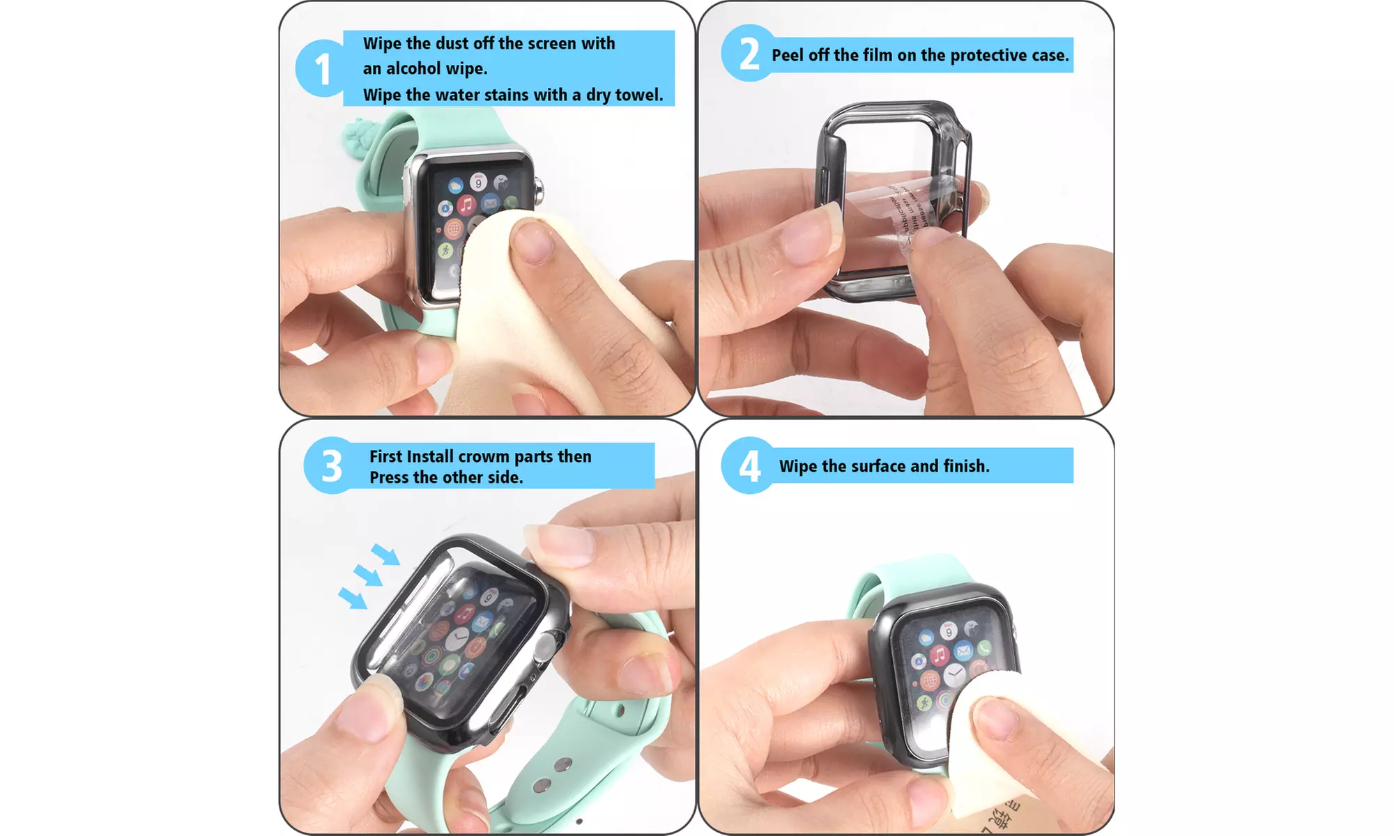 Case&Tempered Glass Screen Protector For Apple Watch SE/Series 4/5/6 40mm/44mm