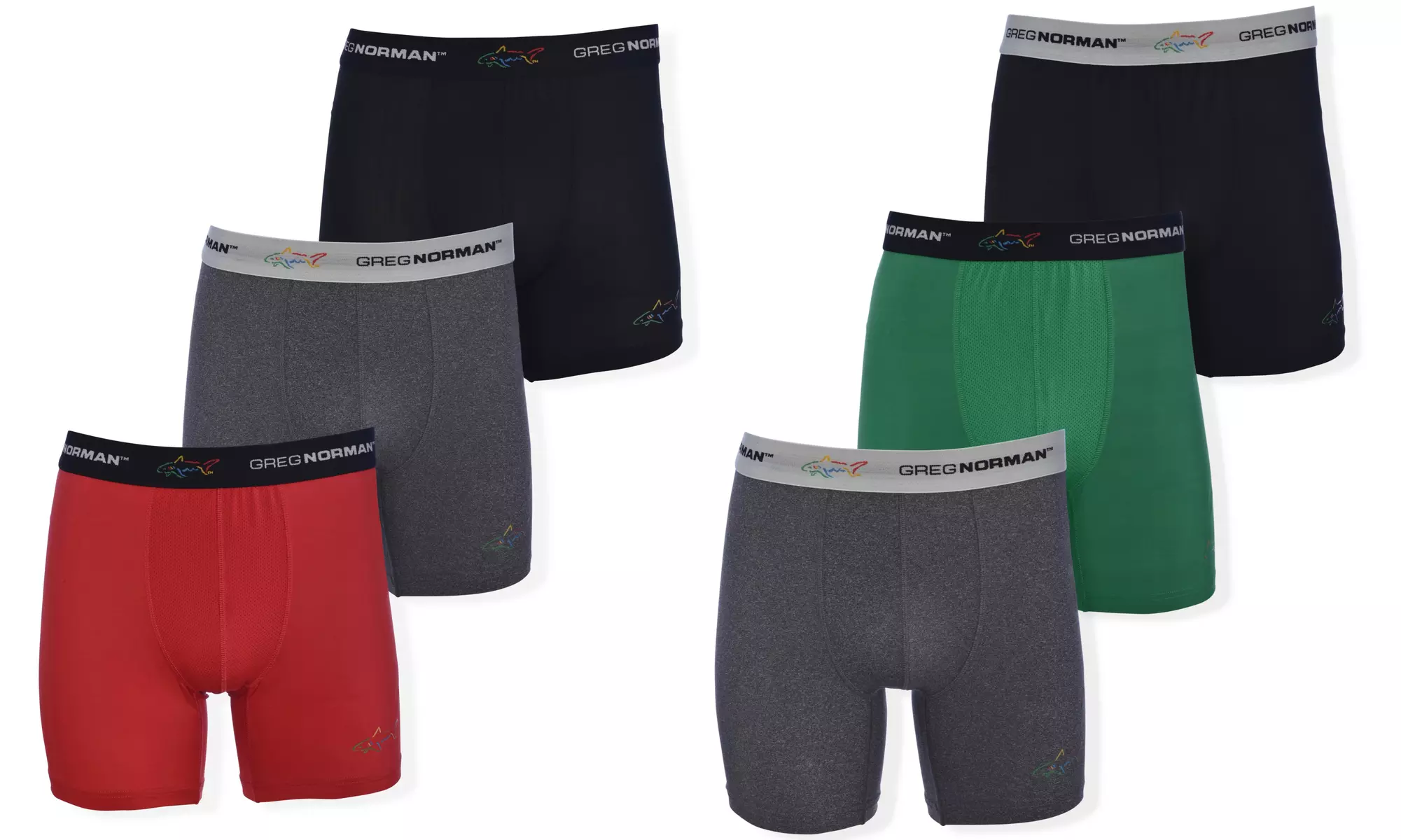 Greg Norman Mens Boxer Briefs - Performance 6-Pack Tagless Spandex Golf Legend - Primary Image