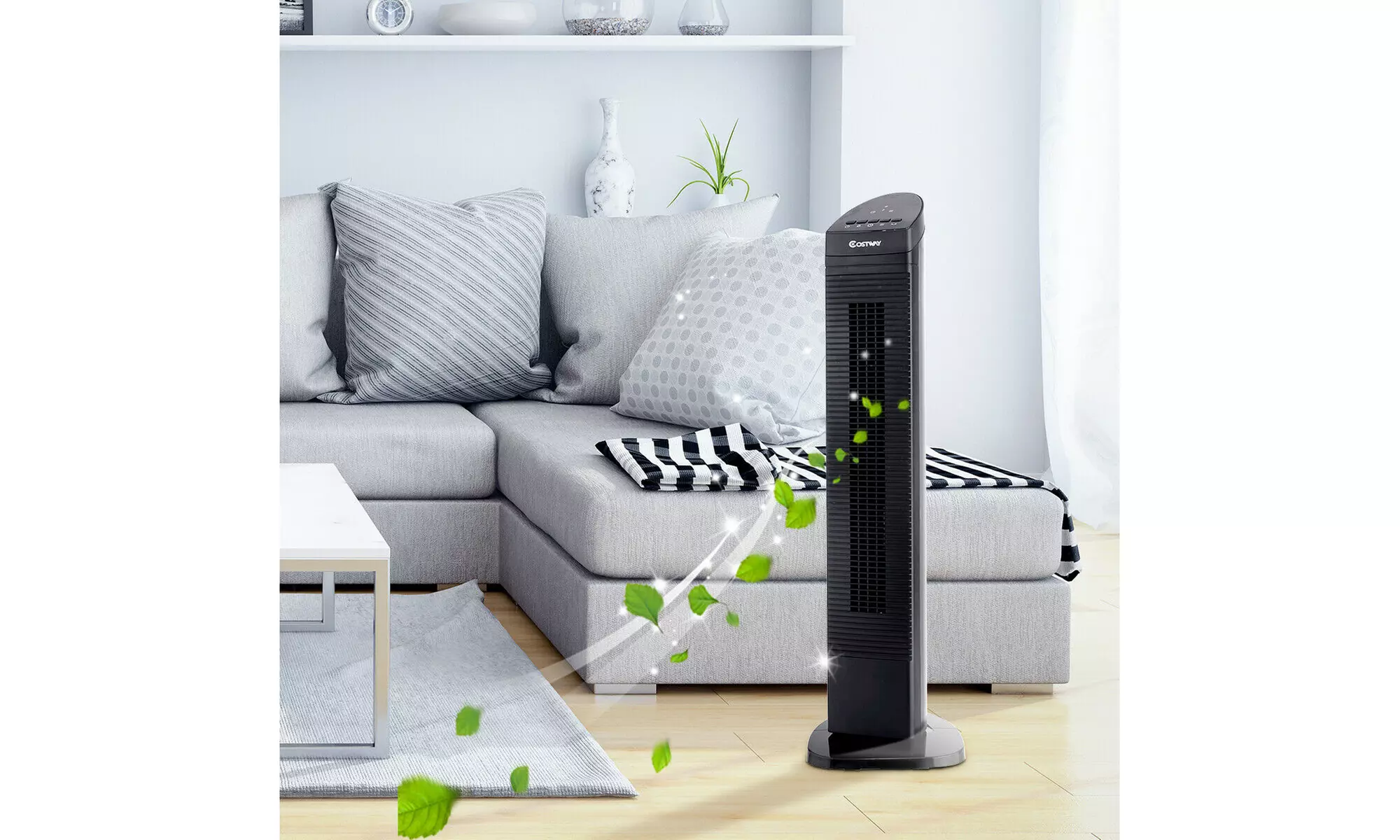 Costway 35'' Tower Fan Portable Oscillating Cooling Bladeless 3 Speed Black - Primary Image