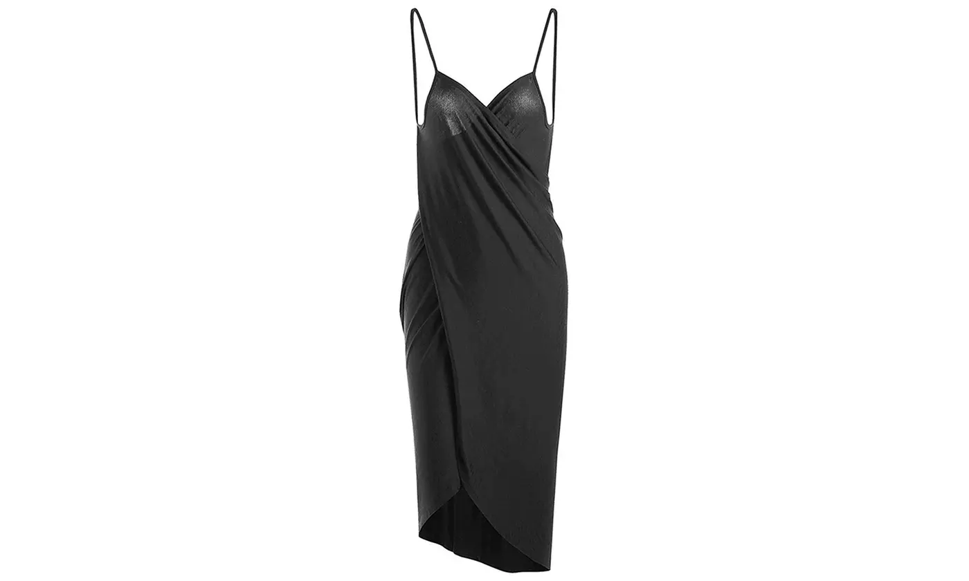 Womens Spaghetti Strap Bikini Cover Up V Neck Beach Backless Wrap Long Dress - Second Medium