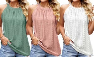 Women Loose Fit High Neck Sleeveless Halter Tops Cami Shirts Blouse