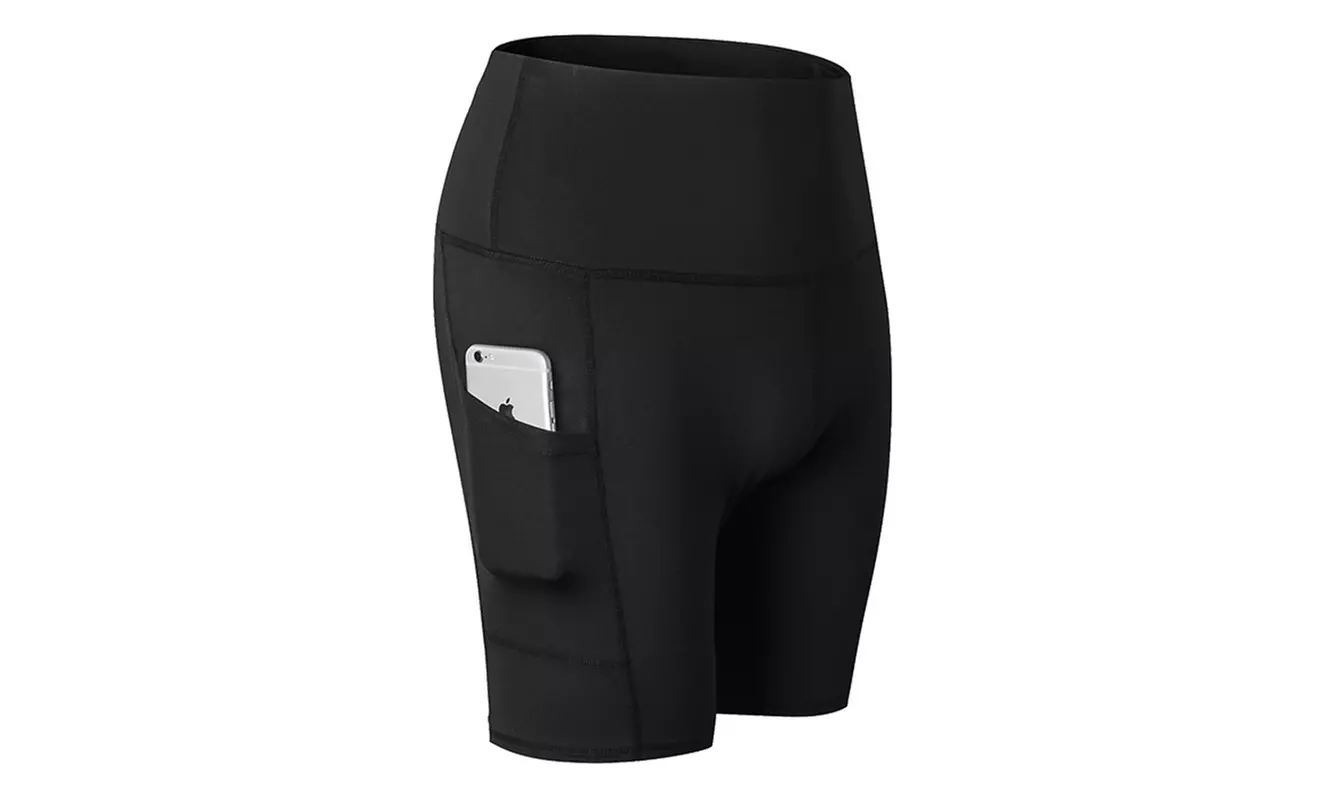 Women's High Waist Biker Shorts  with Phone Pocket
