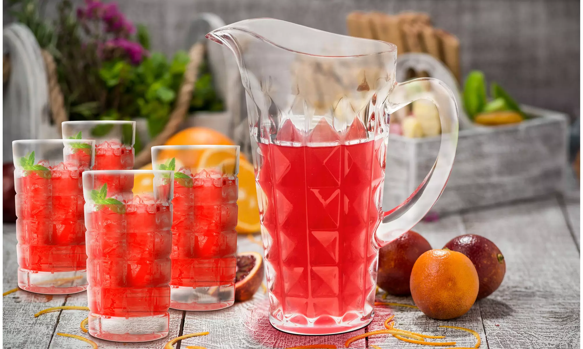 Crystal Glass Set, Drinking Glass or Beverage Pitcher - Primary Image