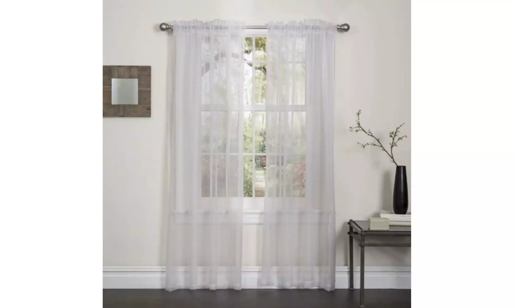 Lisa Sheer Curtains Voile Polyester Window Curtain Panel Grommet Top 55" X 84" 