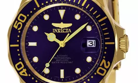 Invicta 8930 Men's Automatic Diver Blue Dial Gold Tone Steel Bracelet Watch - Second Medium