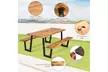 Picnic Table Bench Set Outdoor Camping Wooden 2 Built-in Benches w/Umbrella Hole - Second Medium