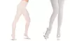 Stylish White Solid Reinforced Panty and Toe Sheer Leg Pantyhose