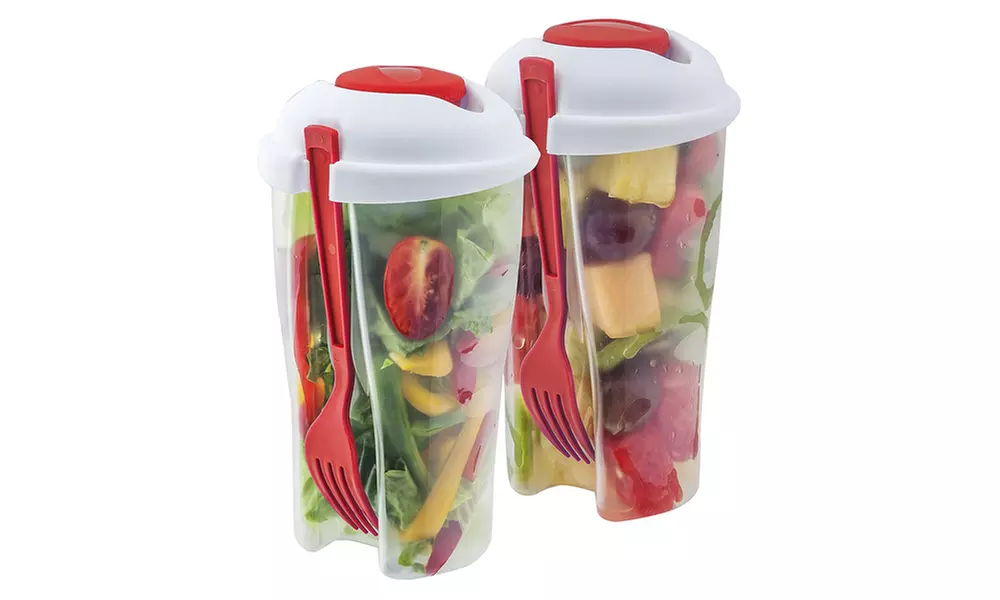 2 Pack Portable Healthy Food Salad Storage On-the-Go Container BPA Free - Second Medium
