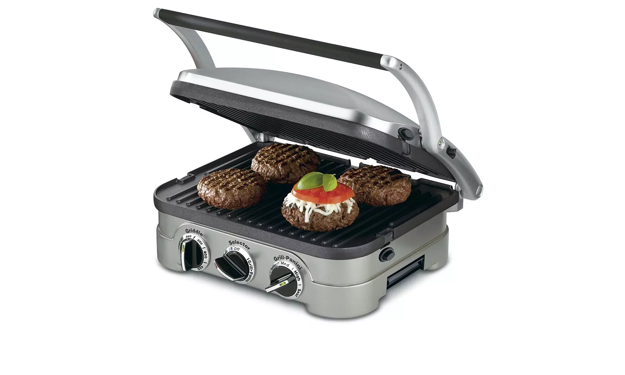 Cuisinart GR-4N 5-in-1 Griddler, Silver, Black Dials - Primary Image