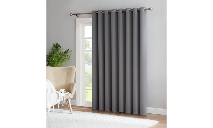 Image 19: Nicole Wide Thermal Blackout Curtain Grommet Panel (Patio & Wall-to-Wall Pair)