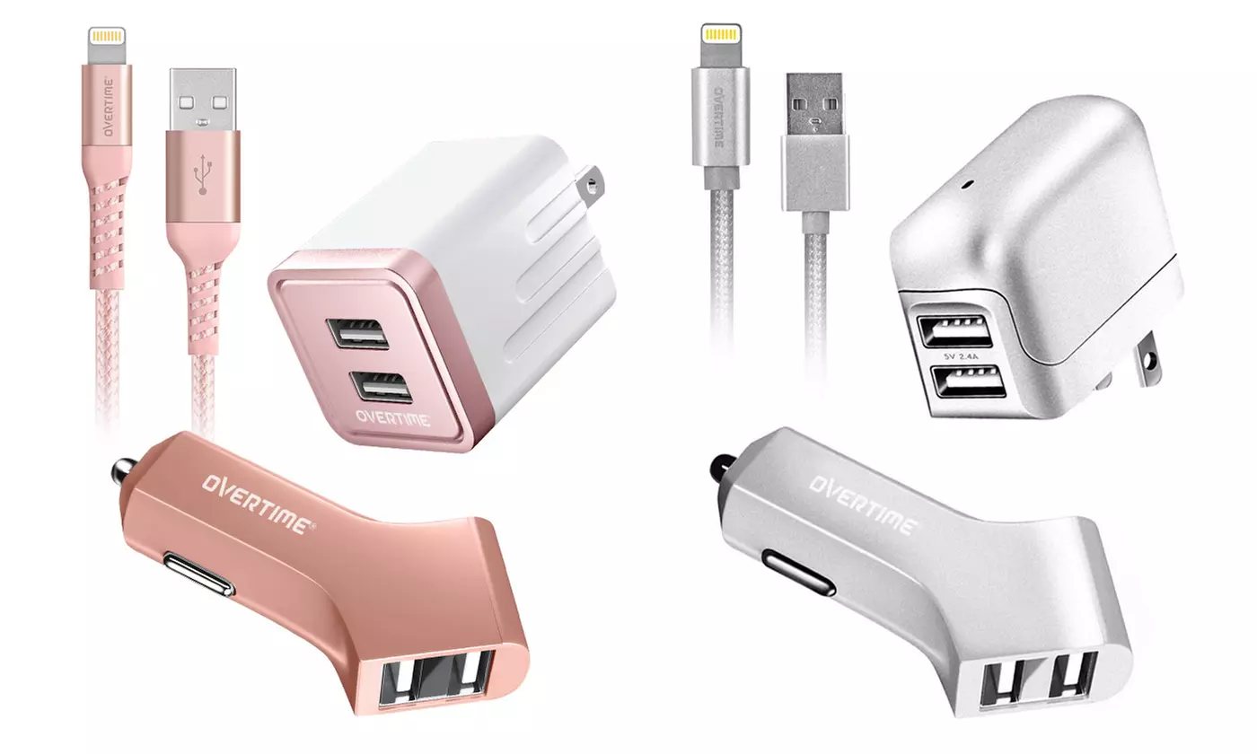 Overtime Apple-Certified 6-FT Lightning Cable with Dual Car & Wall Charger  - Primary Image