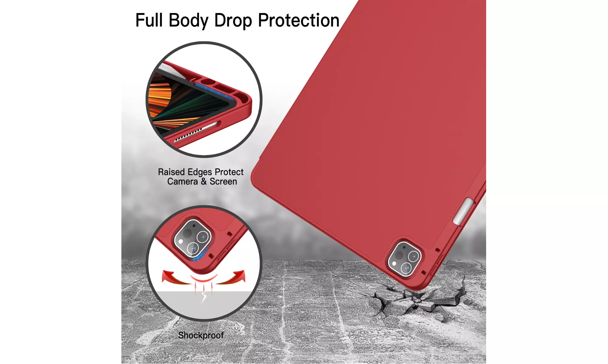 iPad Pro 12.9'' (2022/2021) Case with Pencil Holder, Support 2nd Pencil Charging