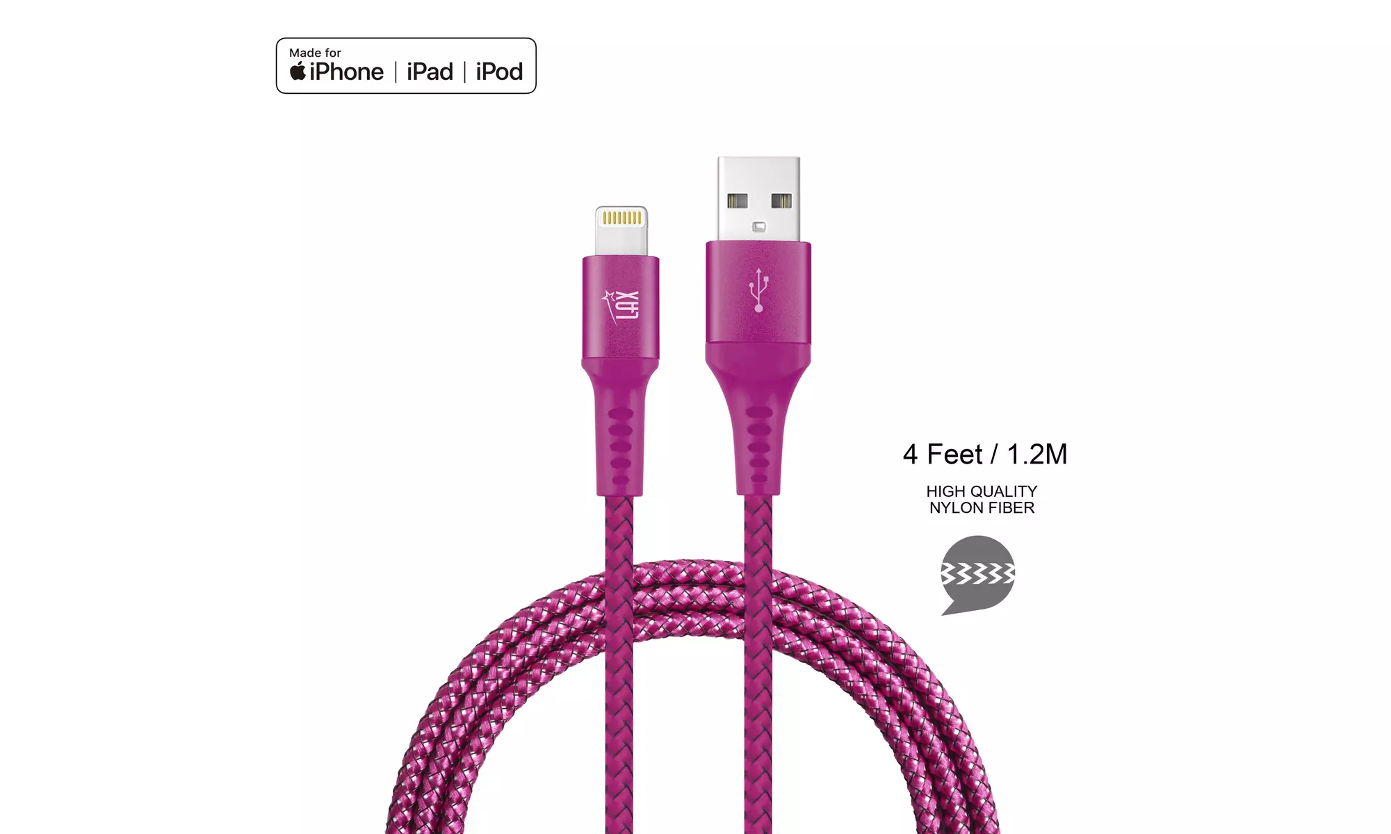LAX Apple Certified Braided Lightning Cable for iPhone and iPad