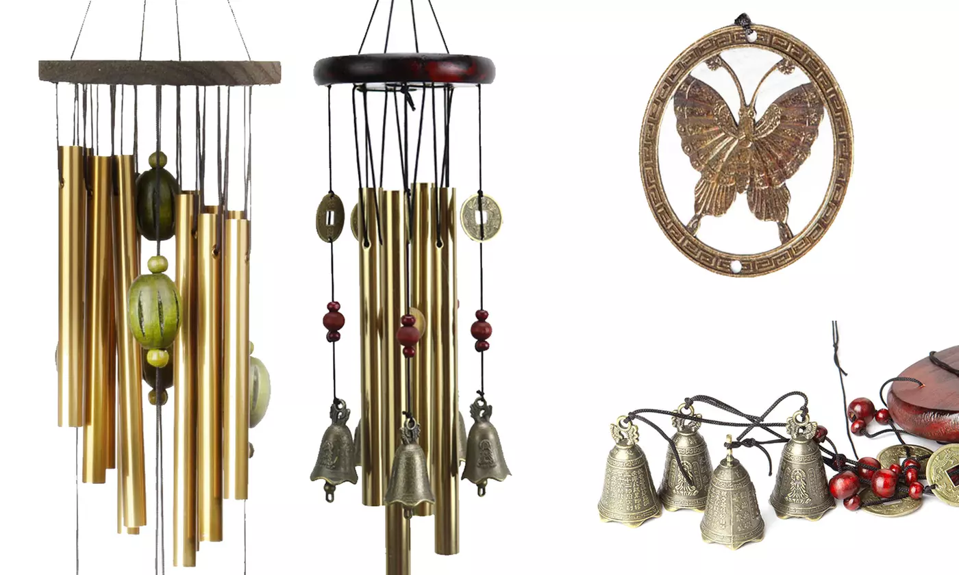 New Garden Home Ornament Chimes Bells Copper Antique Amazing Grace - Primary Image