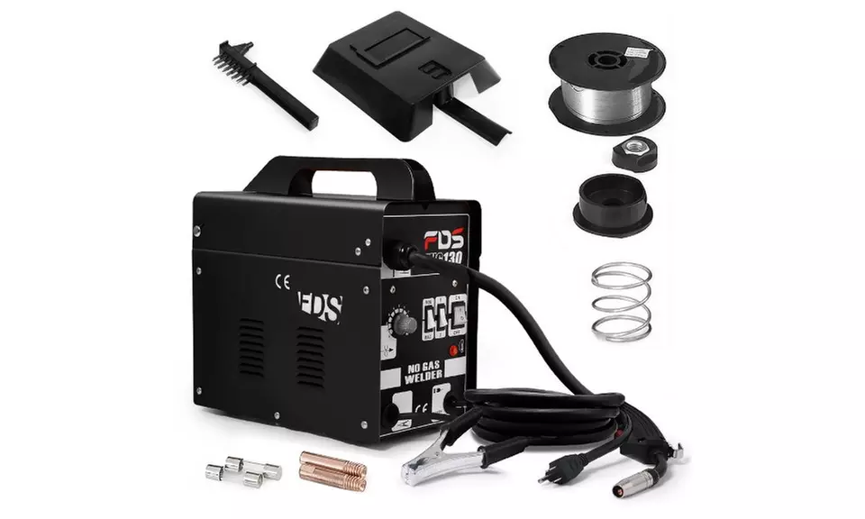 MIG 130 Welder Flux Core Wire Automatic Feed Welding Machine with Free Mask - Primary Image