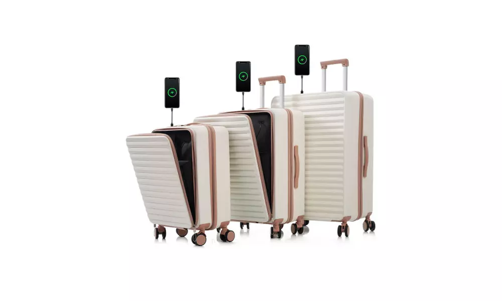 3 Piece Sets,20/24/28", 20 "24" with front pocket,Hard Shell Luggage