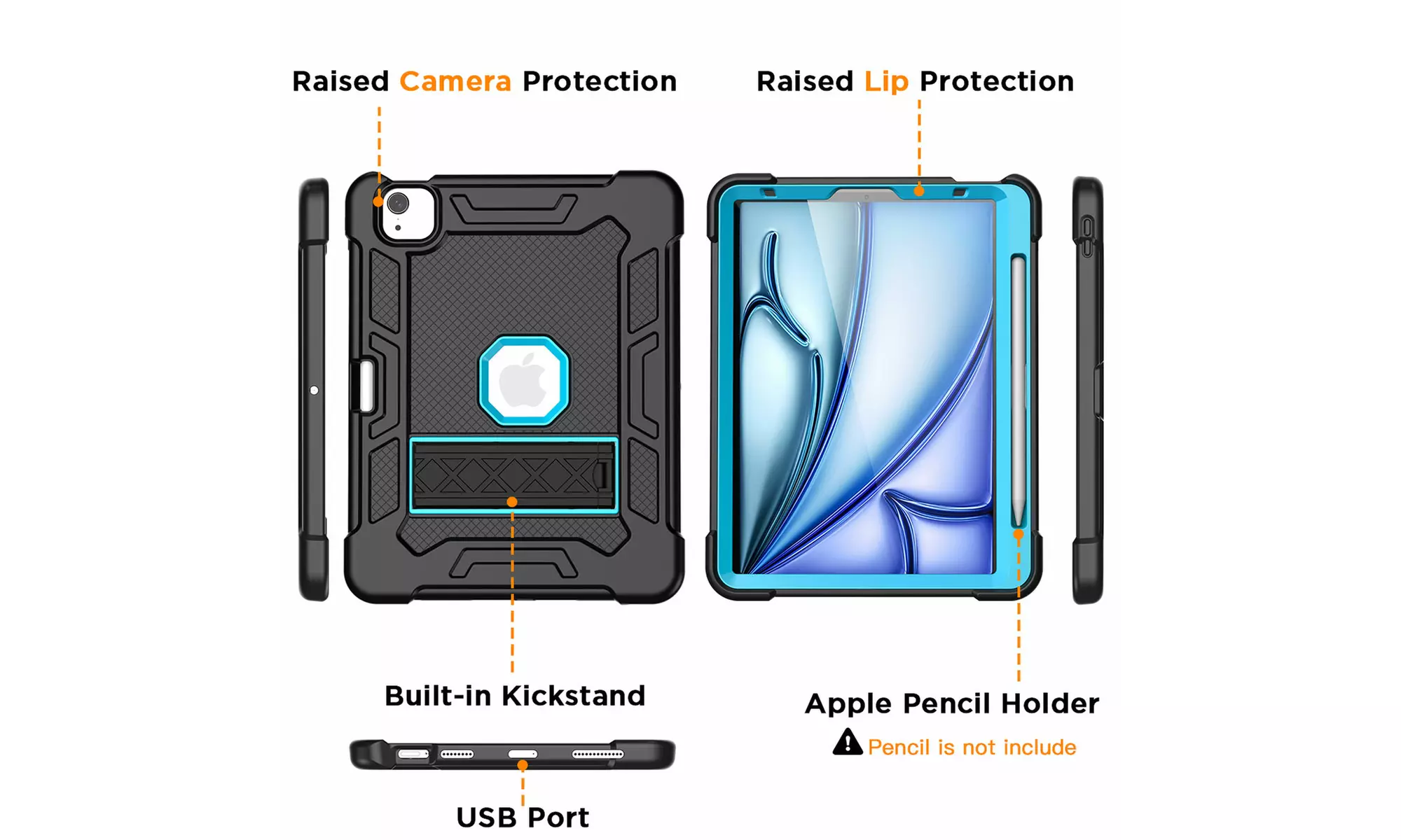For Apple iPad Air 11-inch 2024 Case Rugged Heavy Duty Shockproof 3-in-1 Cover