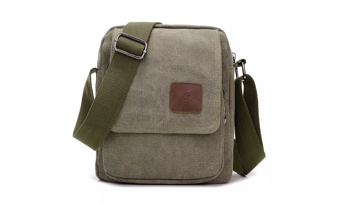 Mens Vintage Canvas Crossbody Bag School Satchel Messenger Shoulder Bag