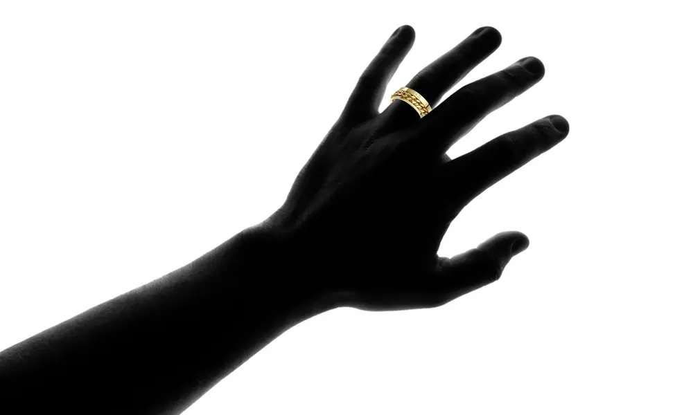 Men's Roman Numeral Spinner Chain Stainless Steel Ring - Second Medium