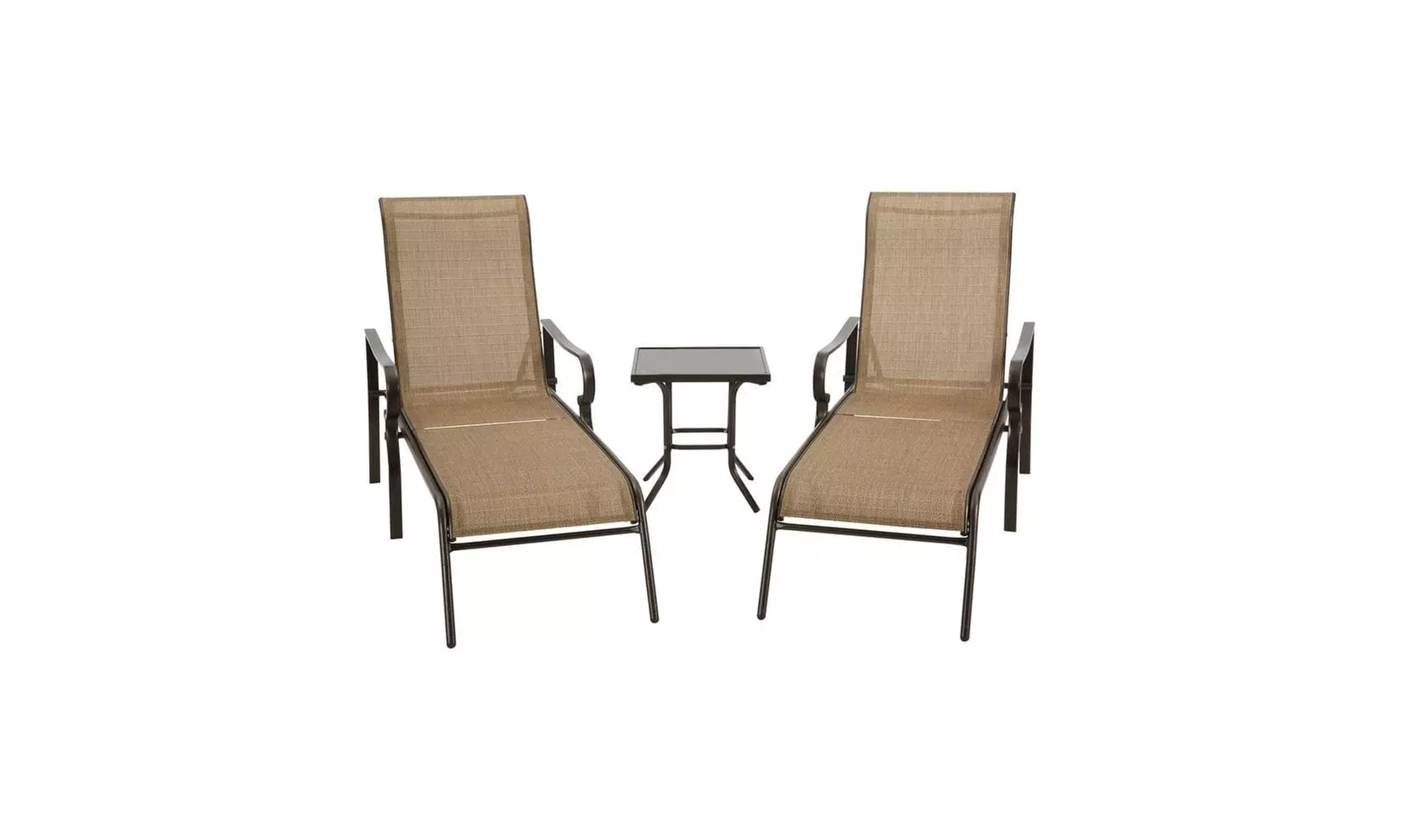 Outdoor Chaise Lounge Set with Glass Table - Primary Image