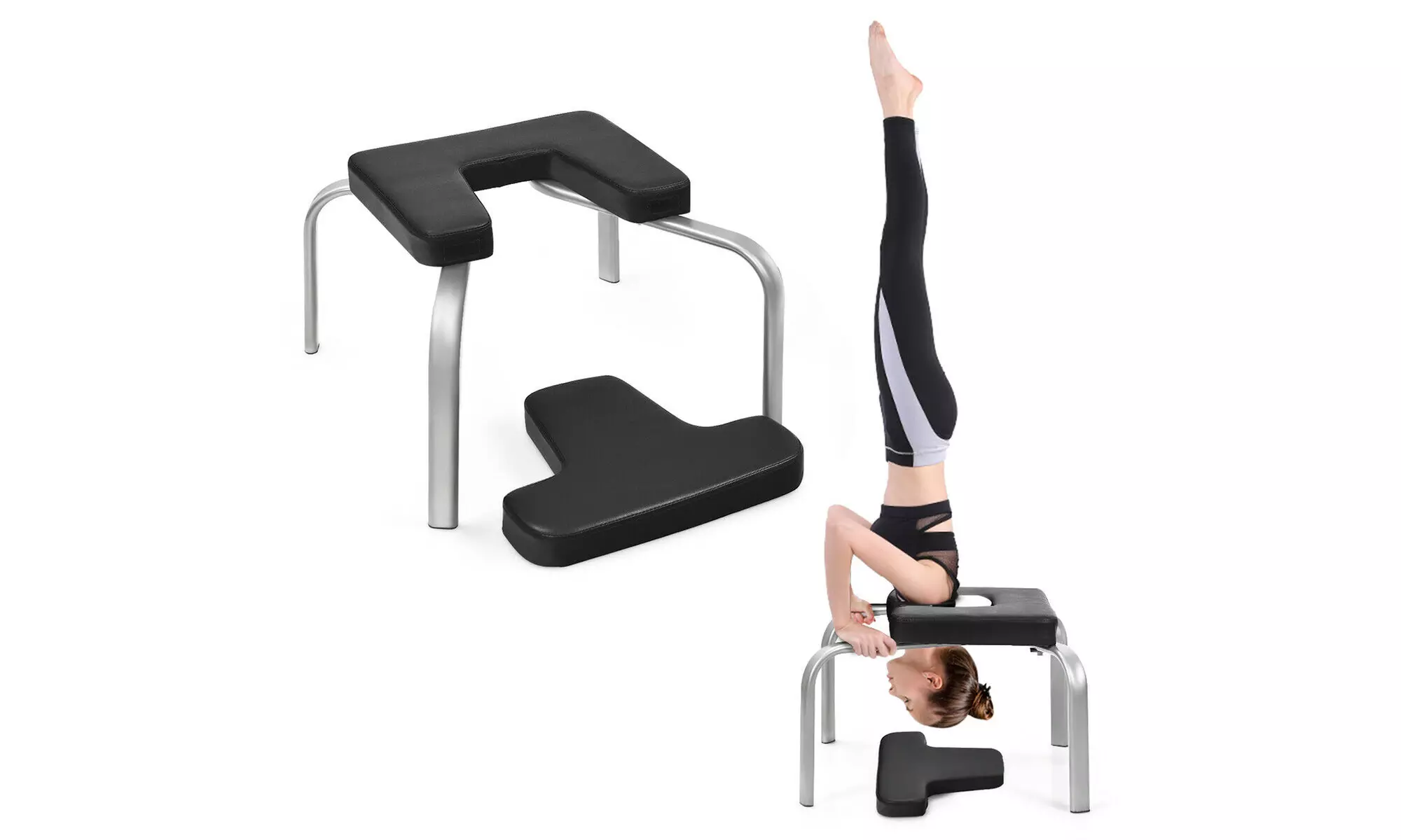 Yoga Headstand Bench Iron Legs w/ PVC Pads for Family Gym Relieve Fatigue - Primary Image