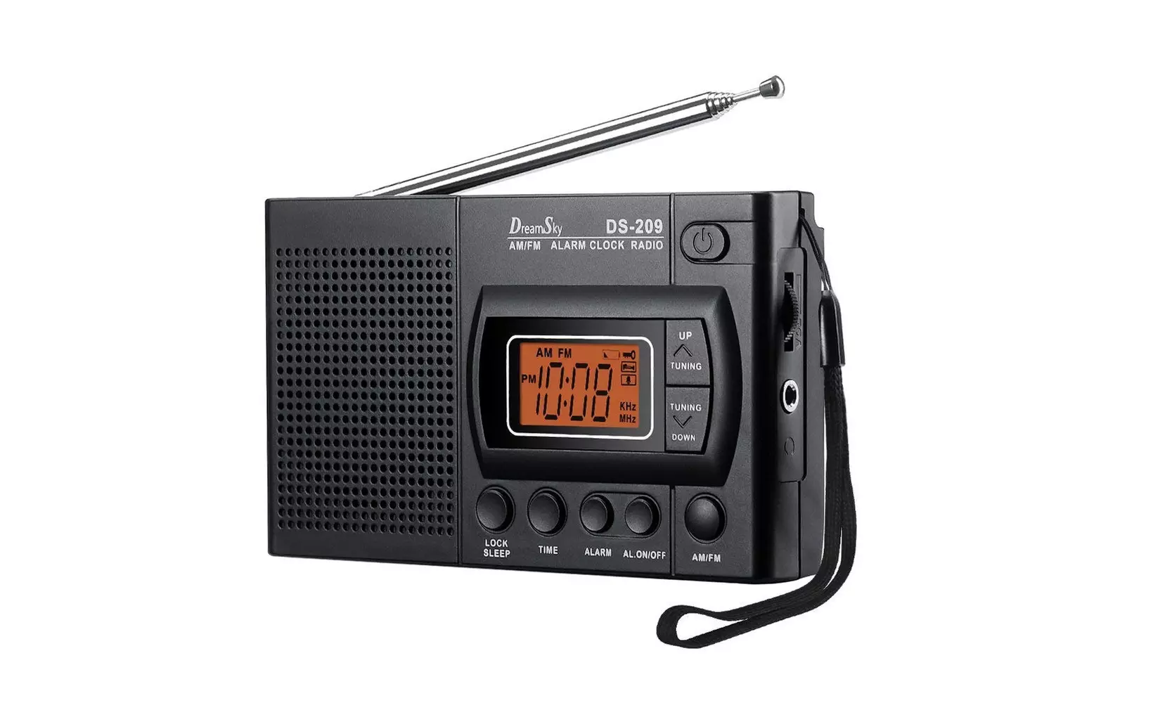 DreamSky Portable AM FM Radio Alarm Clock, Clear Loudspeaker, Earphone Jack - Primary Image