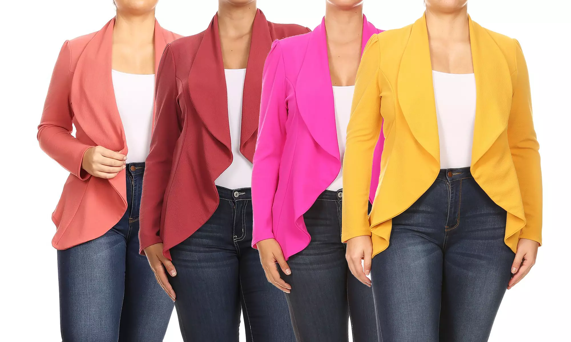 MOA Collection Womens Open Front Blazer with Plus Size