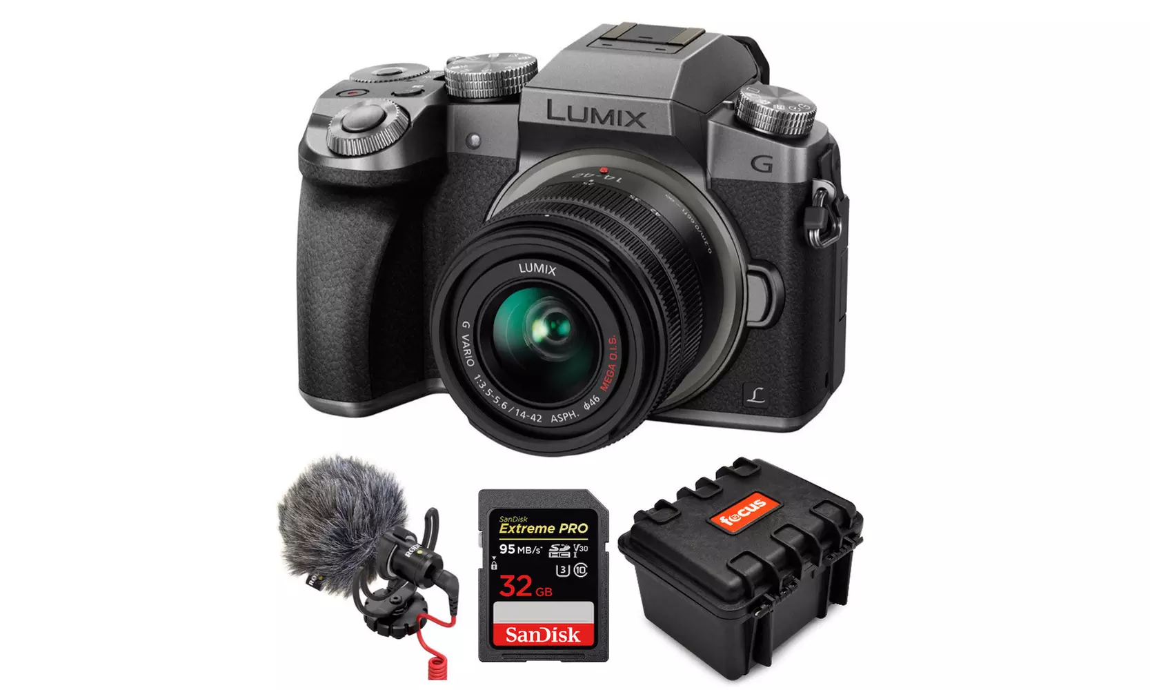 Panasonic LUMIX G7 Camera with 14-42mm Lens (Silver) and Accessory Bundle - Primary Image