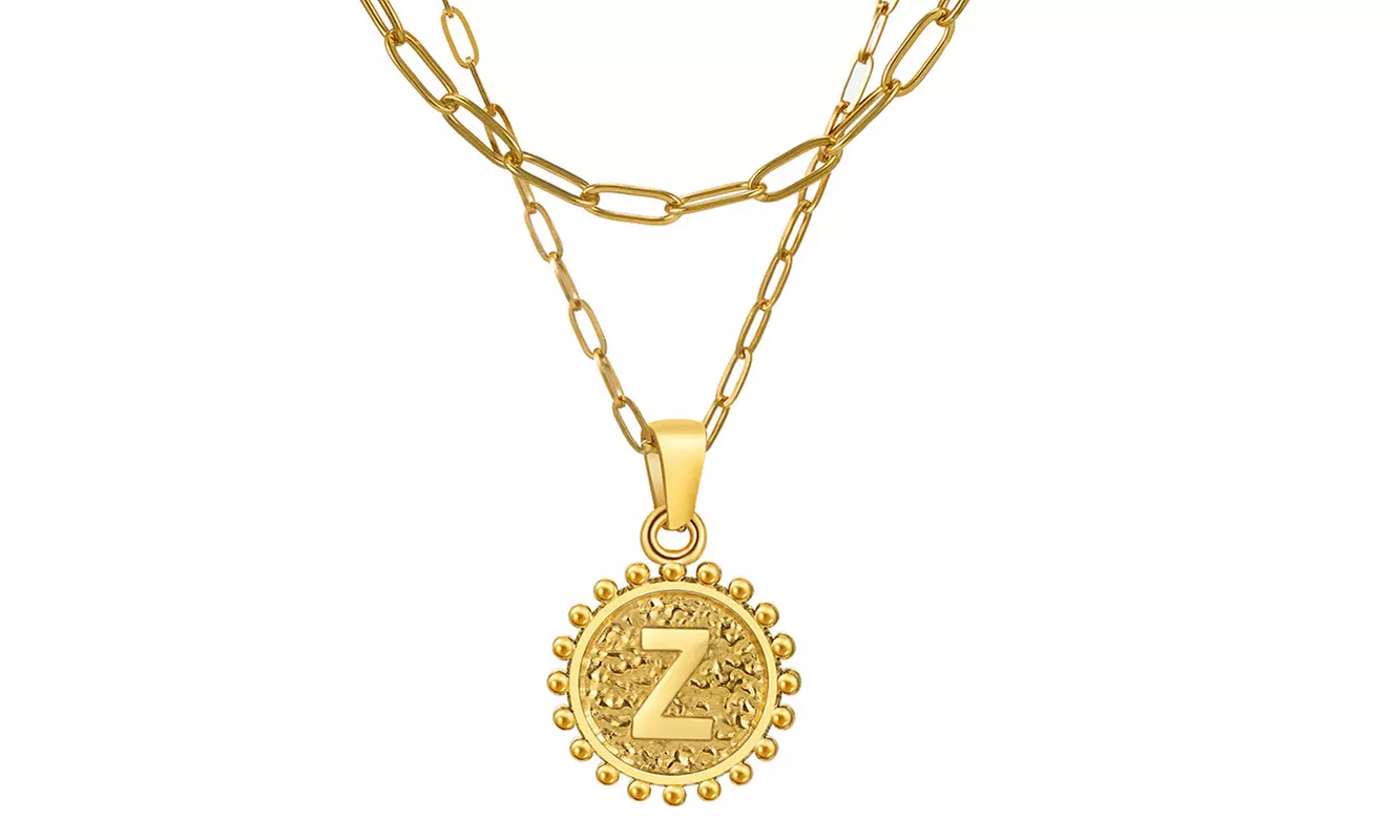 14K Gold Plated Layering Paperclip Chain Necklace Initial A-Z Letter Necklace 